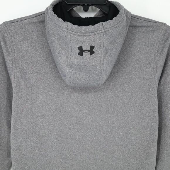 Under Armour Hoodie Sweatshirt Medium Mens Gray Coldgear Pullover Pouch Pocket - Picture 6 of 10